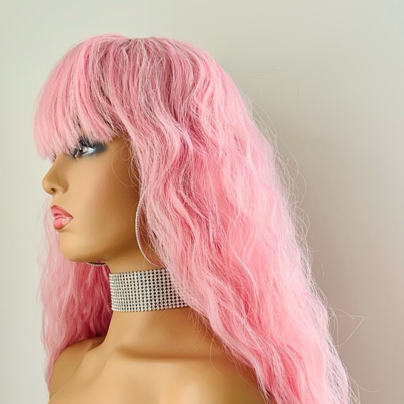 “Put On & Go” Pink iSynthetic Wig with Bangs for Events 💕 NO FURTHER DISCOUNT - Picture 8 of 11